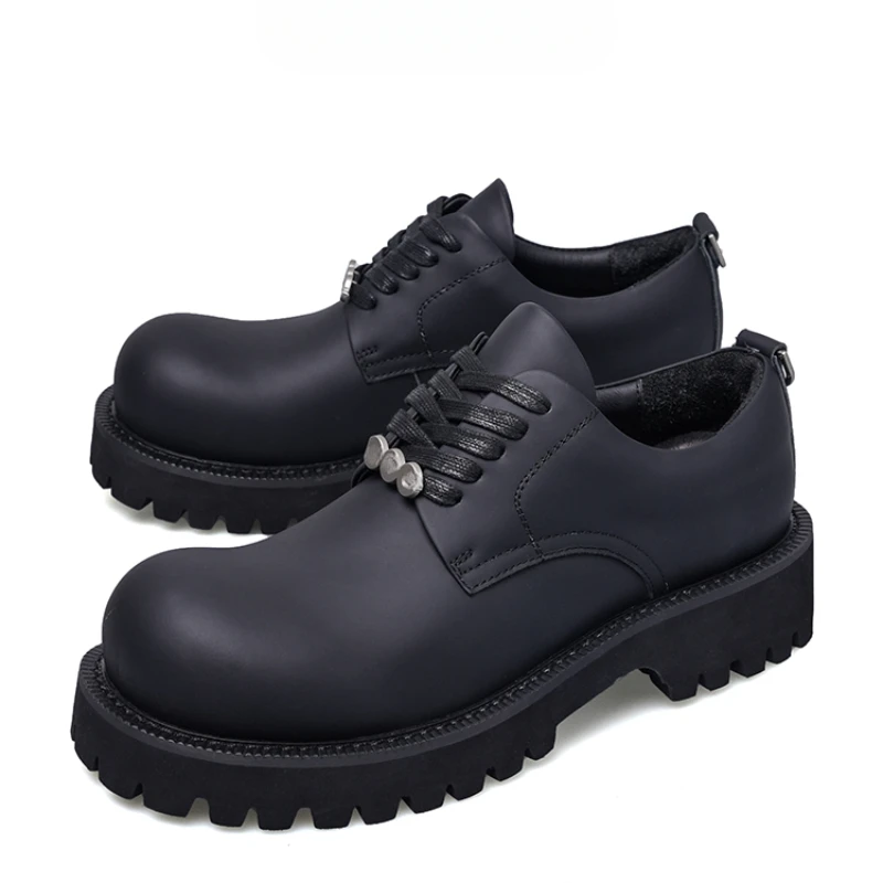 Мужские туфли дерби в британском стиле обувь на толстой подошве увеличивающая