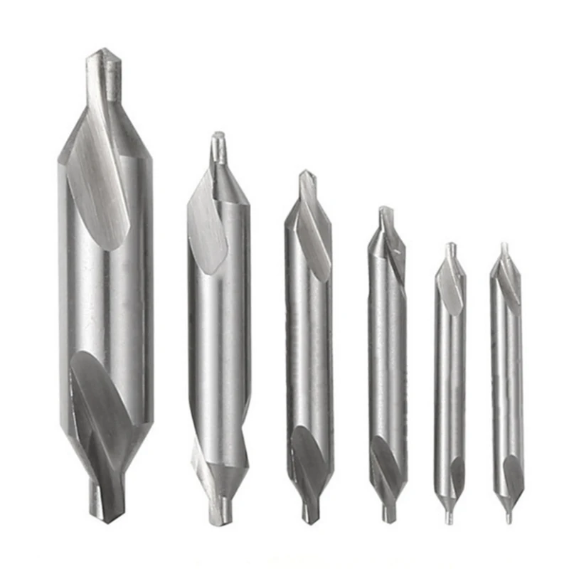 

5/6Pcs Center Drill Bits Set Center Drill Bits Countersink Tools for Lathe Metalworking 1mm/1.5mm/2mm/2.5mm/3mm/4mm/5mm E65B