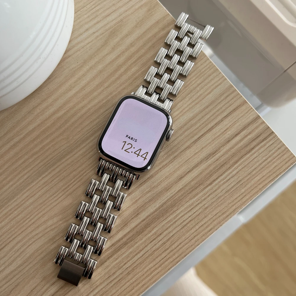 Luxury Stainless Steel Strap For Apple Watch 8 Band Ultra 49mm 45mm 41mm 44mm For iWatch Series SE 7 6 Belt Women's steel strap