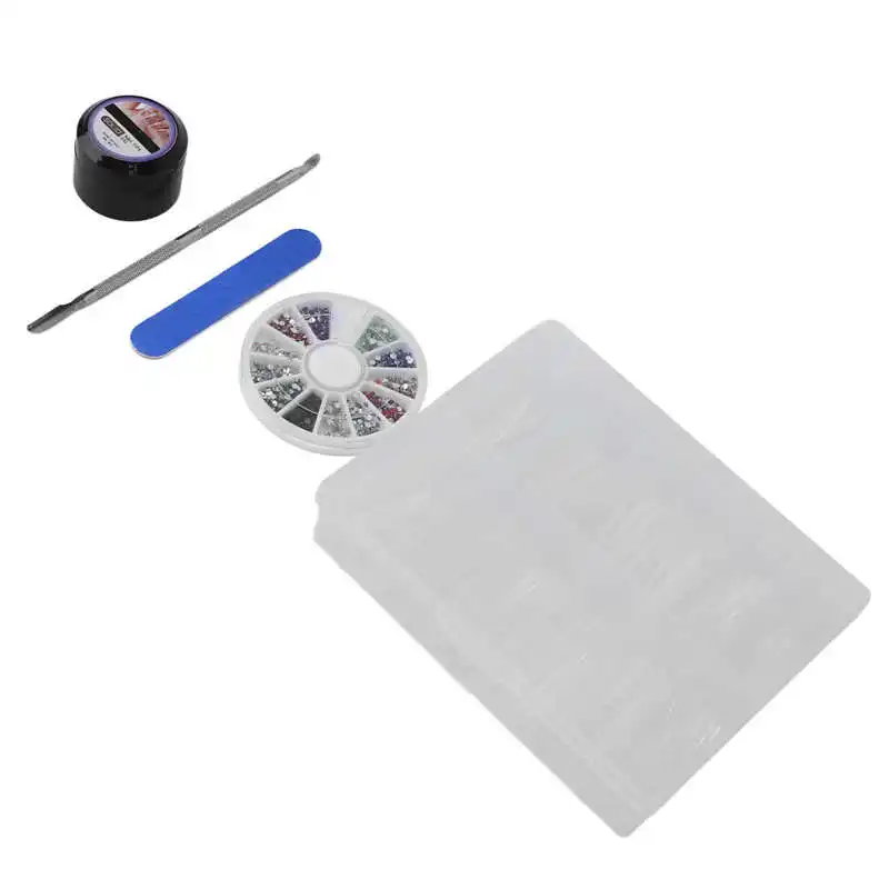 

Fake Nail Tips Kit Cuticle Pusher Resin Strong Adhesion Clear Fake Nail Tips Set Solid Nail Glue for Parties for DIY Nails
