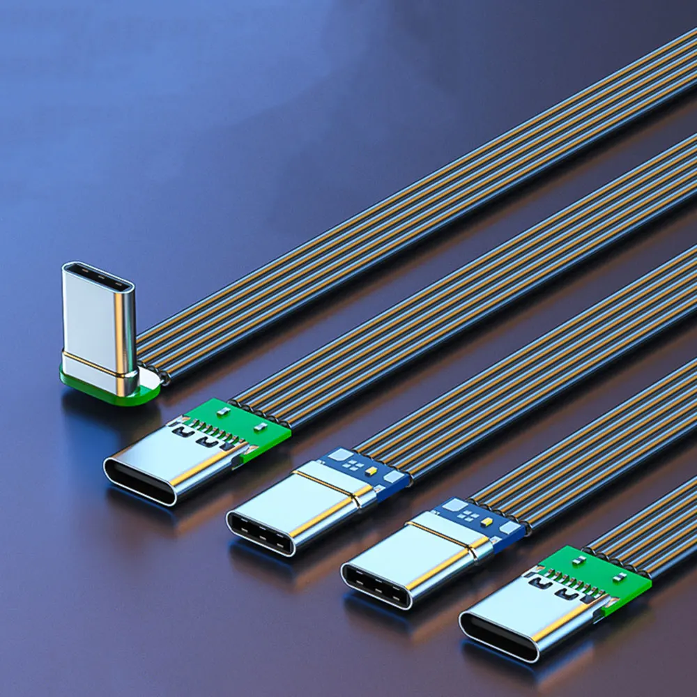 1 шт. USB C-кабель папа-папа с плоским локтем высокоскоростная зарядка и