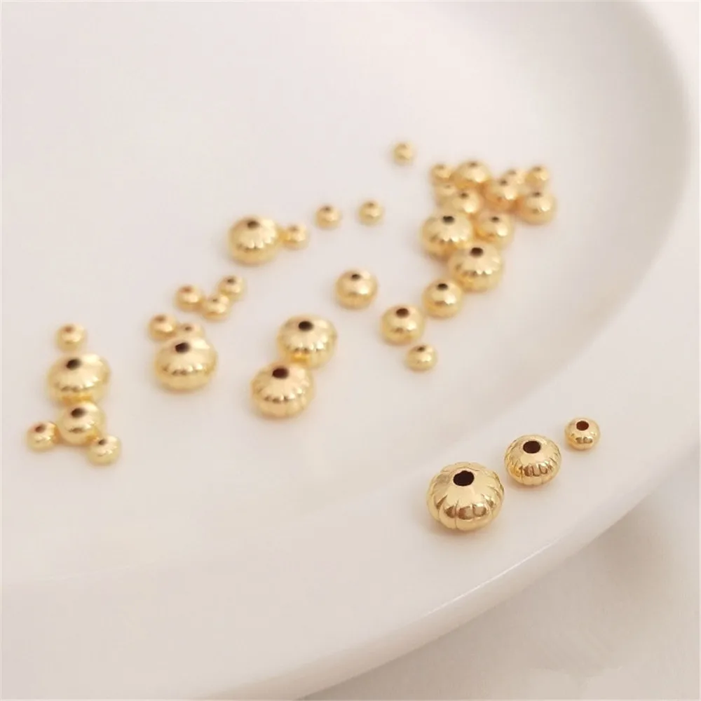 

14K Gold Filled Plated Flat pumpkin beads handmade beads DIY melon grain loose beads bracelet, beads and accessories materials
