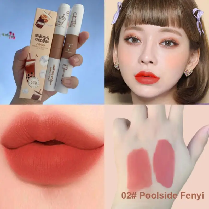 

1pcs Double-headed Lipstick Lip Glaze Velvet Matte Lip Gloss Moisturizing Non-drawing Dry Lipstick Lip Tint Makeup Cosmetics