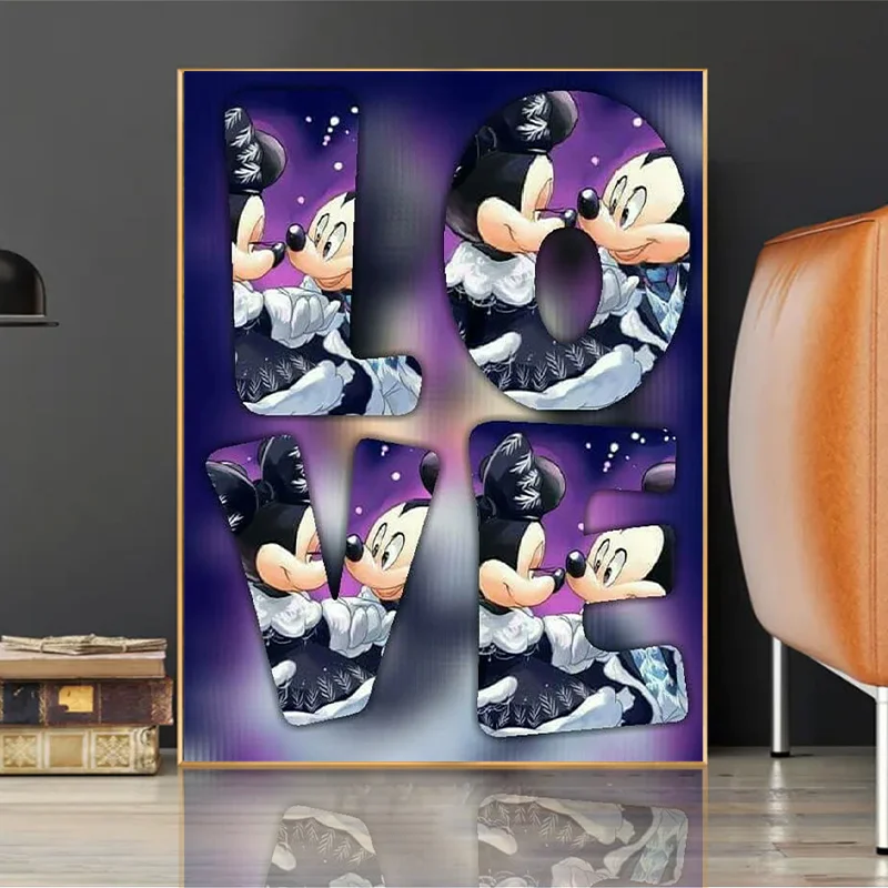 

Love Diamond Painting Disney Mickey Mouse Diamond Mosaic Cartoon Character Letter Rhinestone Picture DIY Home Decor Gift