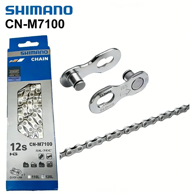 Фото Цепь для горного велосипеда SHIMANO SLX CN-M7100, 12 скоростей, 126 звеньев, с покрытием SIL-TEC, Hyperglide+, оригинальная запчасть для электровелосипедов №2