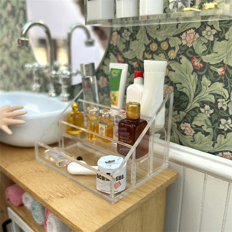 

1:12 Dollhouse Miniature Multi-layer Rack Cosmetic Storage Box Supermarket Shelf Bathroom Rack Model Decor Toy