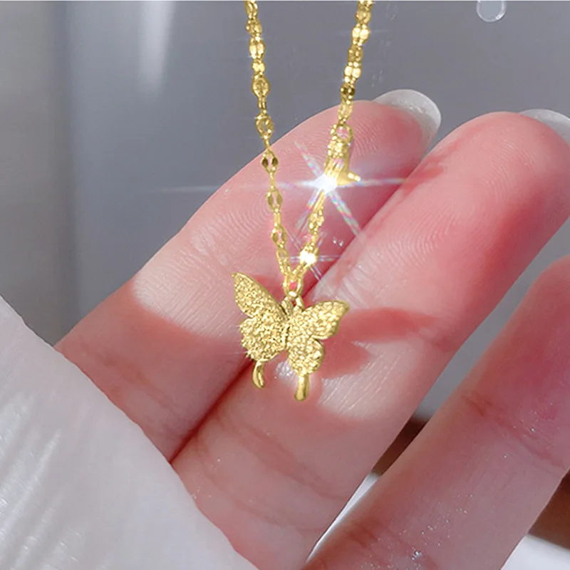 

Butterfly Necklace for Women Summer Niche Design 2023 New Light Luxury Senior Sense Clavicle Goth Chains Mainland China