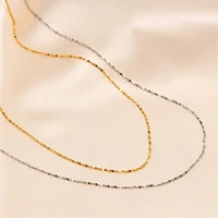 2022 new trendy sparkling stainless steel thin chain links choker necklaces for women girls gifts jewelry