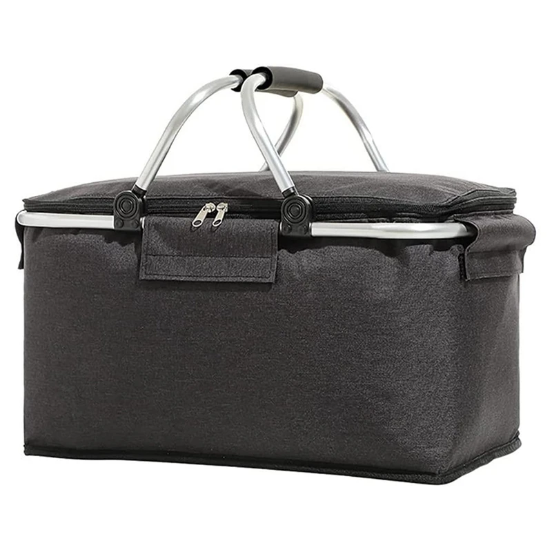 

Insulated Picnic Basket Portable Folding Lunch Bag Large Waterproof Insulation Box With Handles For Camping,Hiking,Etc