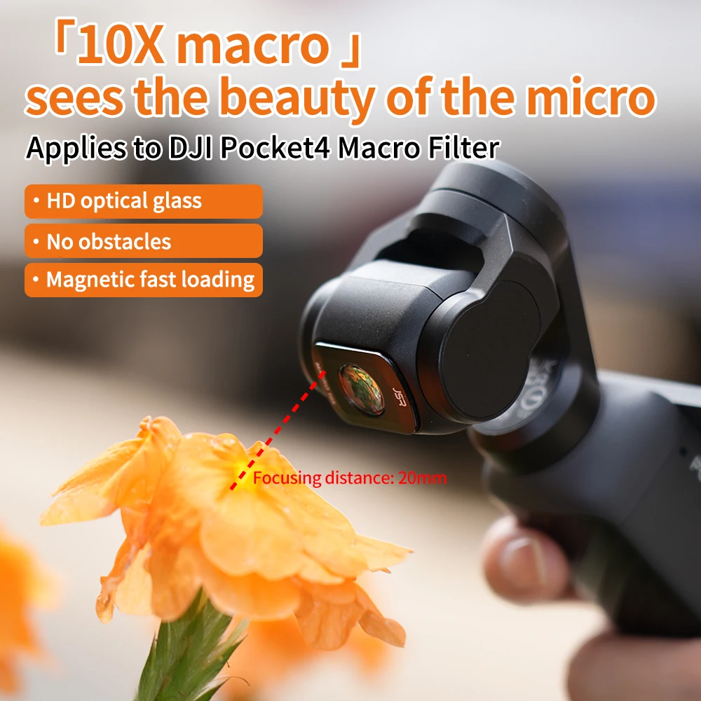 Фото Подходит для DJI Pocket4: фильтр, 10-кратный макрообъектив, увеличительная линза, аксессуары для микросъемки. №1