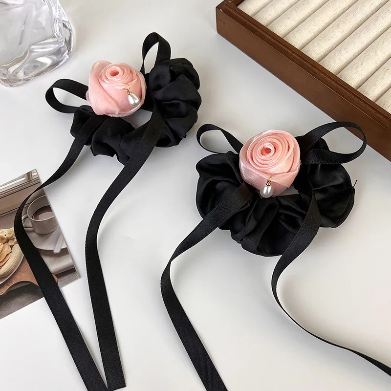 Корейская версия новый тренд тканевые Завязки для волос с розовой лентой