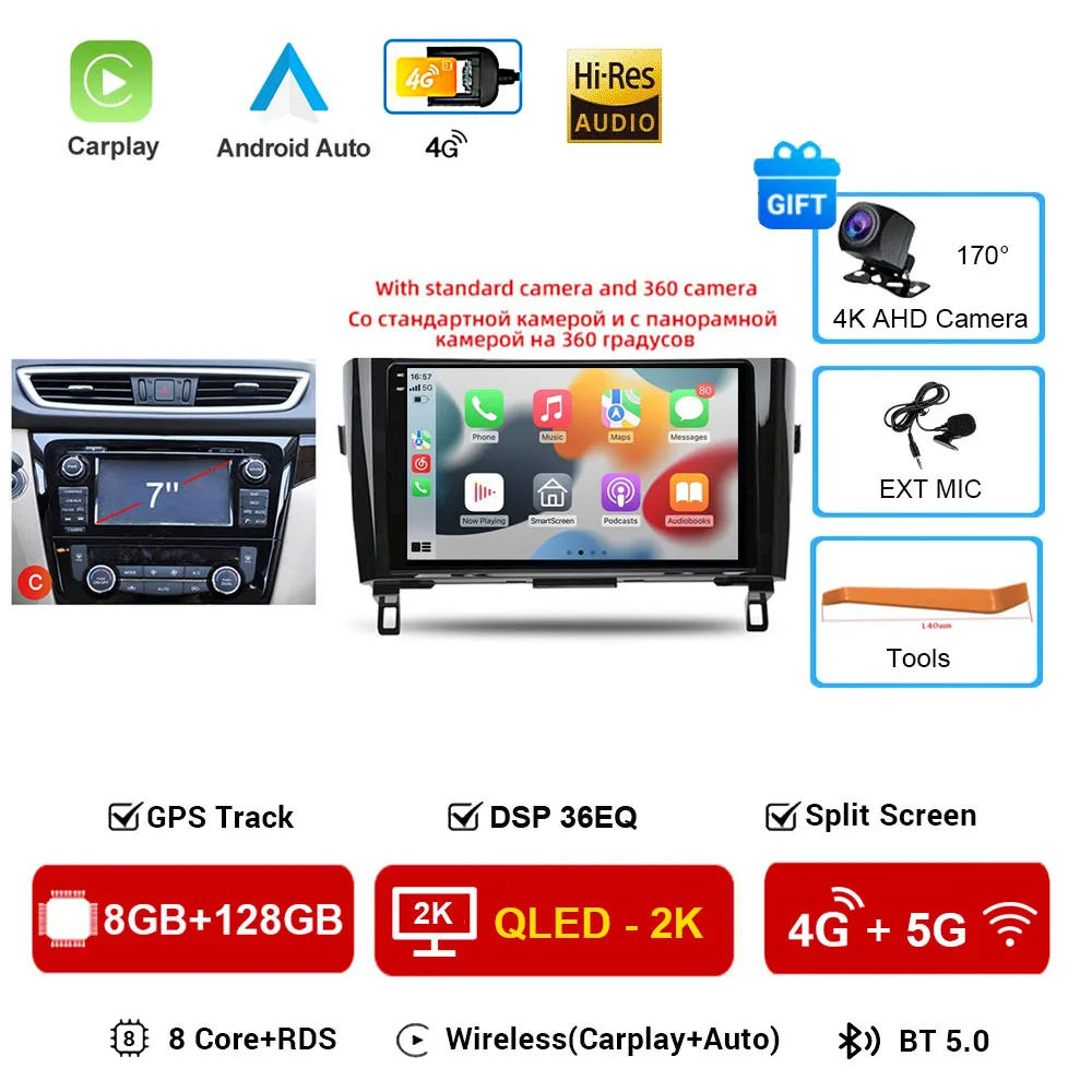 

Android 16 для Nissan X-Trail Qashqai 2 J1T32 Qashqai J10 J11 2014 2015 2016 2017 2018 2019 GPS CARPLAY Автомобильный радиоприемник с двумя объективами