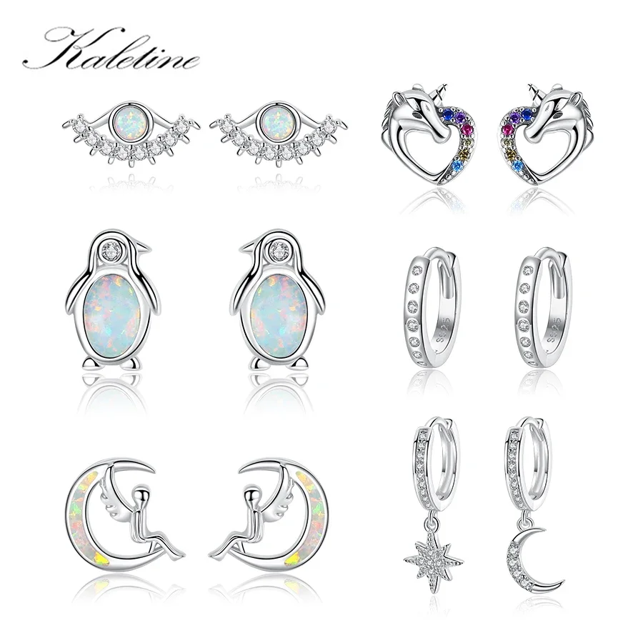 KALETINE серьги-гвоздики из стерлингового серебра 925 пробы с опалом крылья ангела