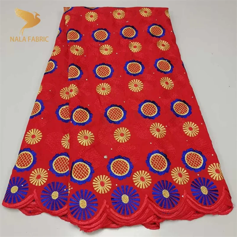 

Хлопчатобумажная кружевная ткань, африканская швейцарская 2021 5 ярдов, нигерийская хлопчатобумажная кружевная ткань высокого качества для ...