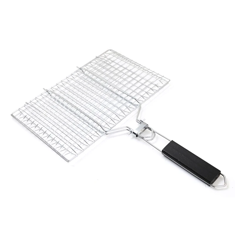 

Grill Accessories,Grill Basket,Grill Rack,Portable Folding Stainless Steel Fish Grilling Basket With Removable Handle