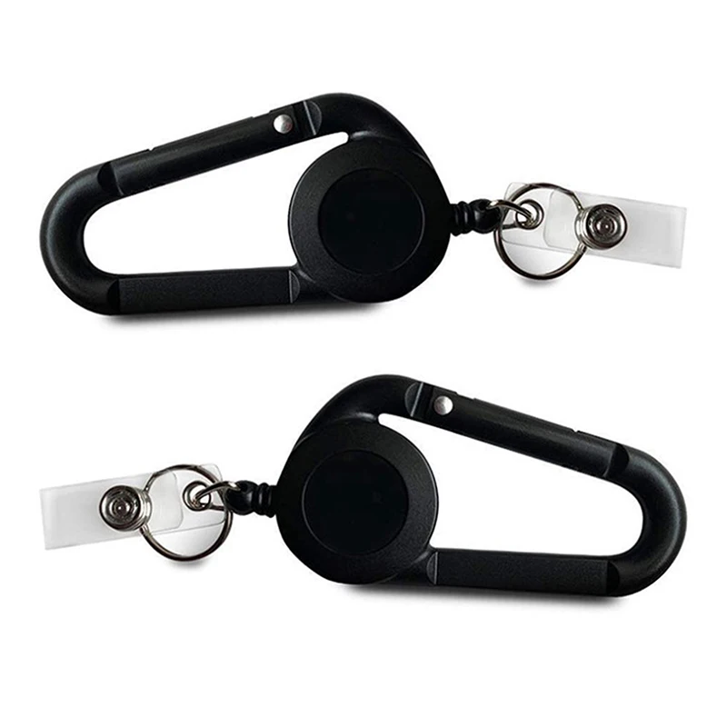 

Portable Simple Solid Retractable Badge Holder Steel Wire Cord Pull Key Ring Wrench Carabiner Car Key Chain EDC Tool