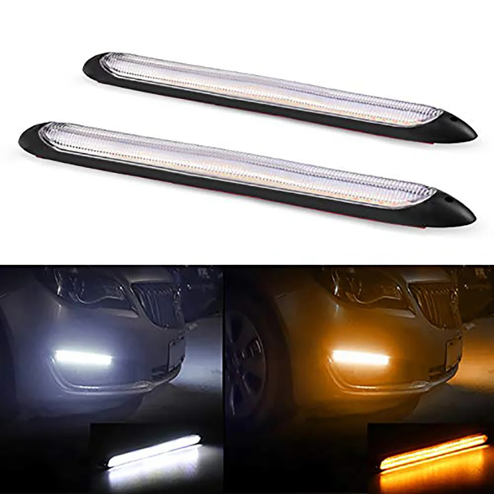 

2Pcs Led Car Daytime Running Lights Drl Waterproof Headlight Turn Singal Yellow Light Streamer Auto Decorative Lamp Strip 12V