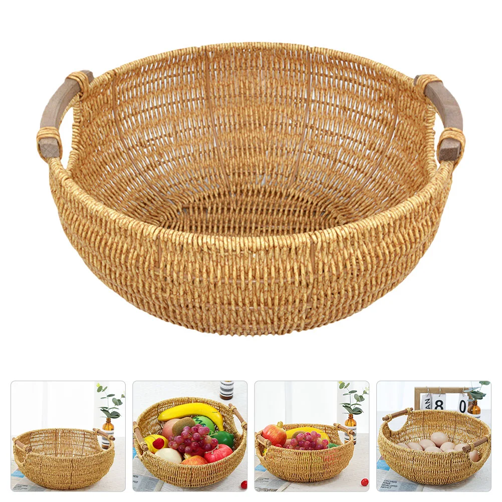 

Egg Basket Snack Tray Kids Onion Basket Rattan Wicker Pumpkin Treat Basket Plastic Rattan Serving Basket Makeup Basket Child