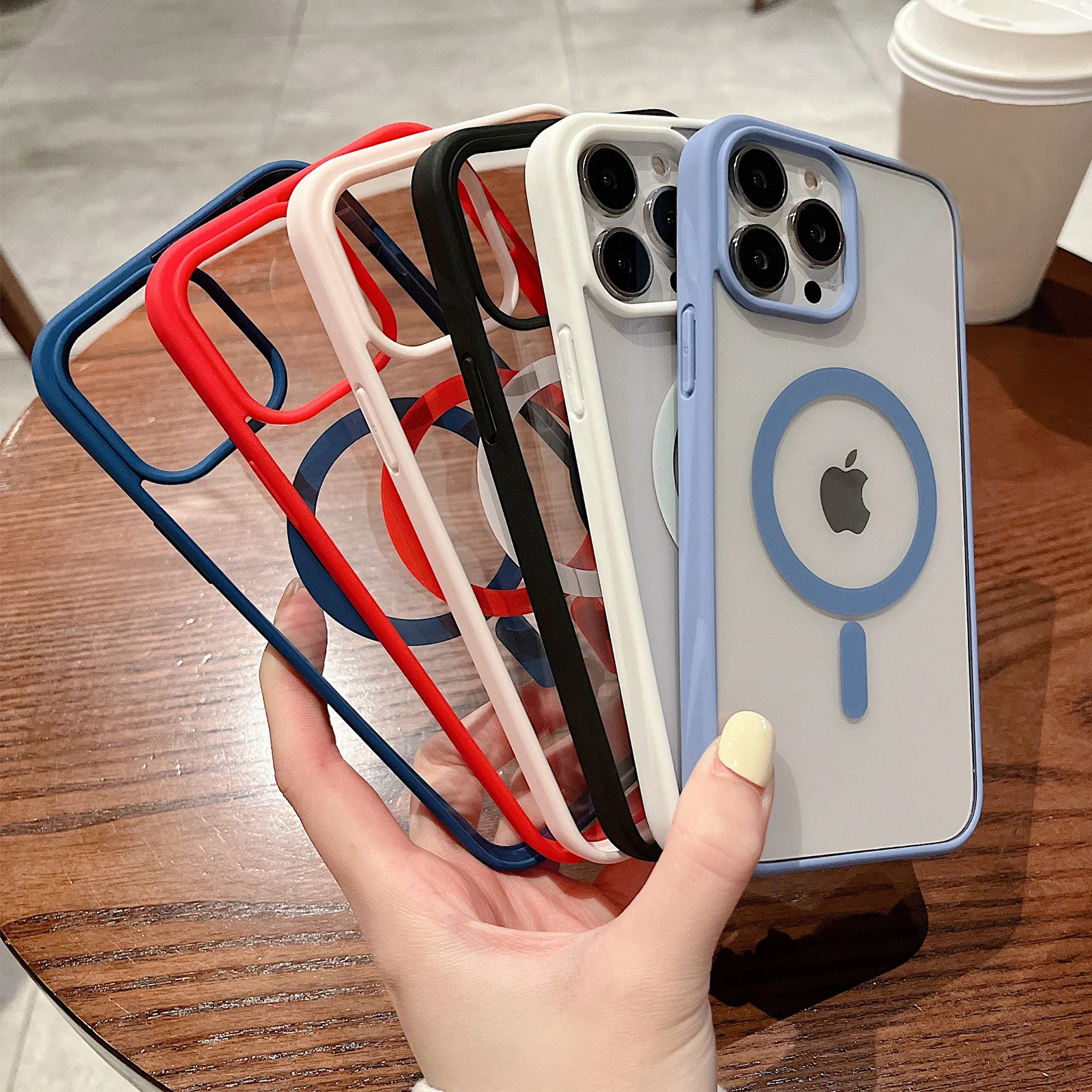 Мягкий Силиконовый противоударный прозрачный чехол MagSafe для iPhone совместим с