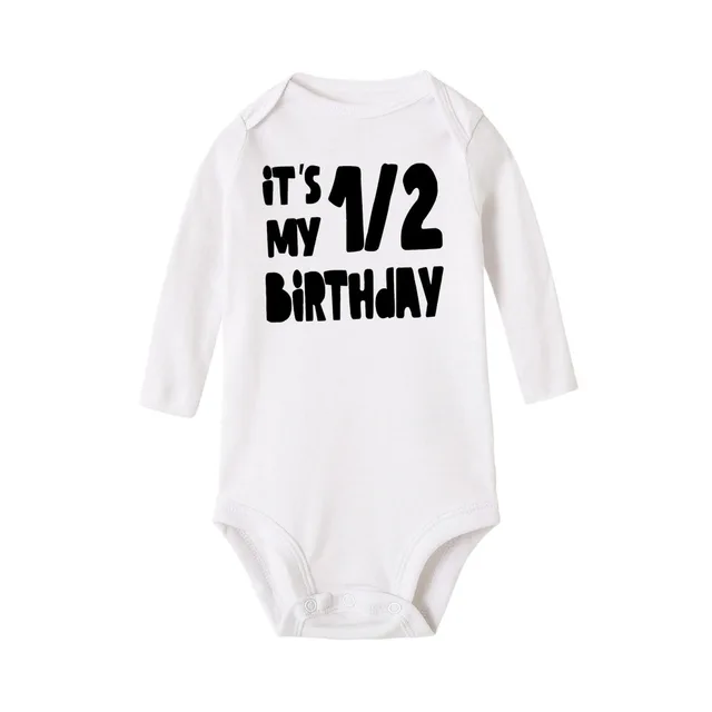 Baby Bodysuit It Is My Half Birthday Letters Print White Child 1/2 Birthday Party Outfit Clothes Baby Infant Shower Wear Gifts 4