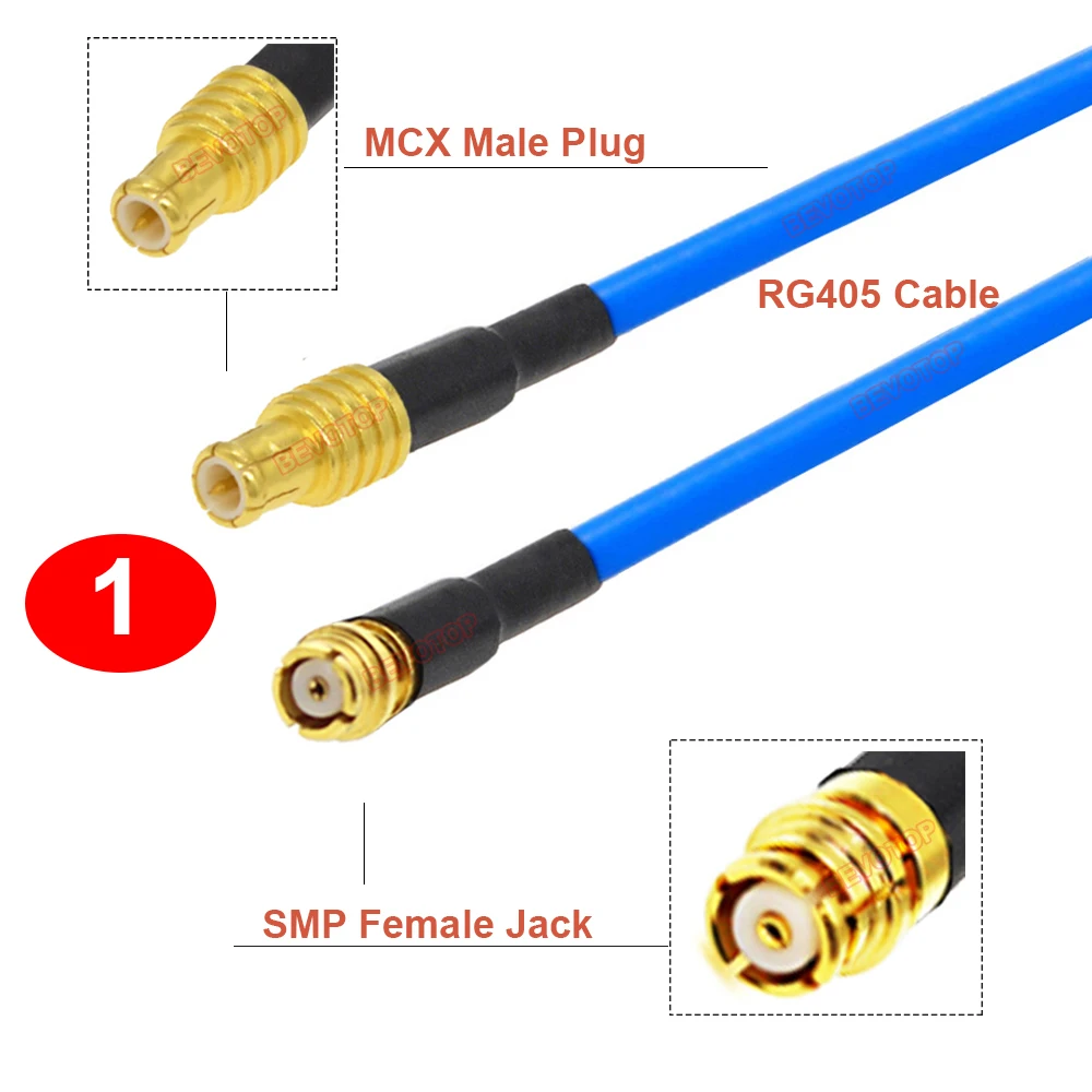 Кабель MCX на SMP RG405 штекер штекер/гнездо джемпер высокочастотный 086 Pigtail BEVOTOP 1 шт.