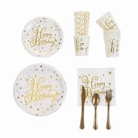 disposable golden happy birthday lettering dinner plate party party disposable tableware bronzing birthday paper plate