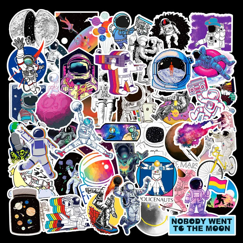 

50Pcs/Set Romantic Space Station Stationery Sticker NASA Astronaut Outer Space Pegatina Notebook Skateboard Waterproof Decals