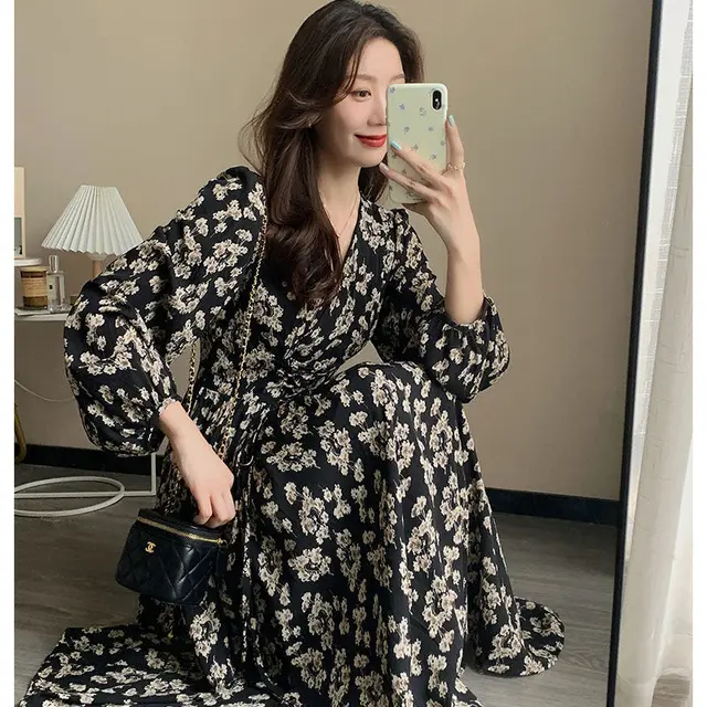 Korean Women's Chiffon Maxi Dress 