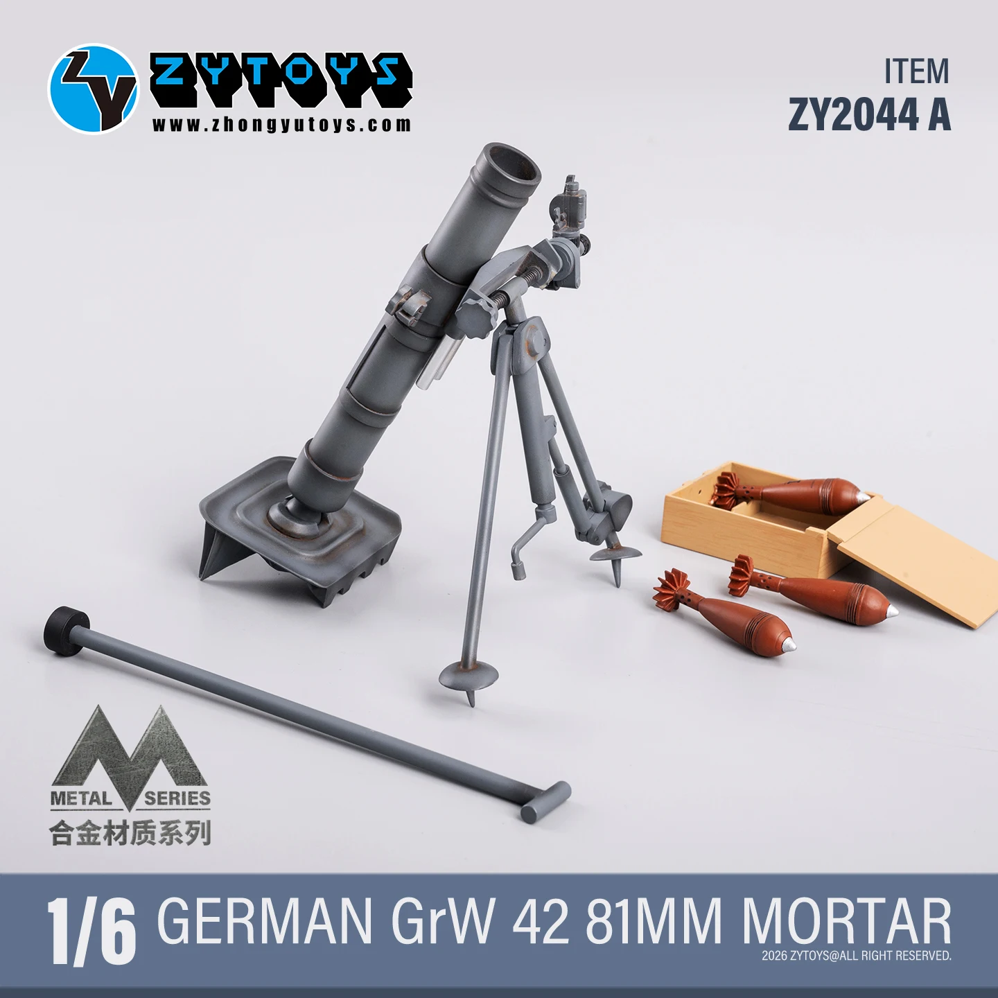 Фото Металлическая 81-мм мортира GrW 42 немецкой армии ZYTOYS в масштабе 1/6 для 12-дюймовых фигурок солдат, военные аксессуары, в наличии №4