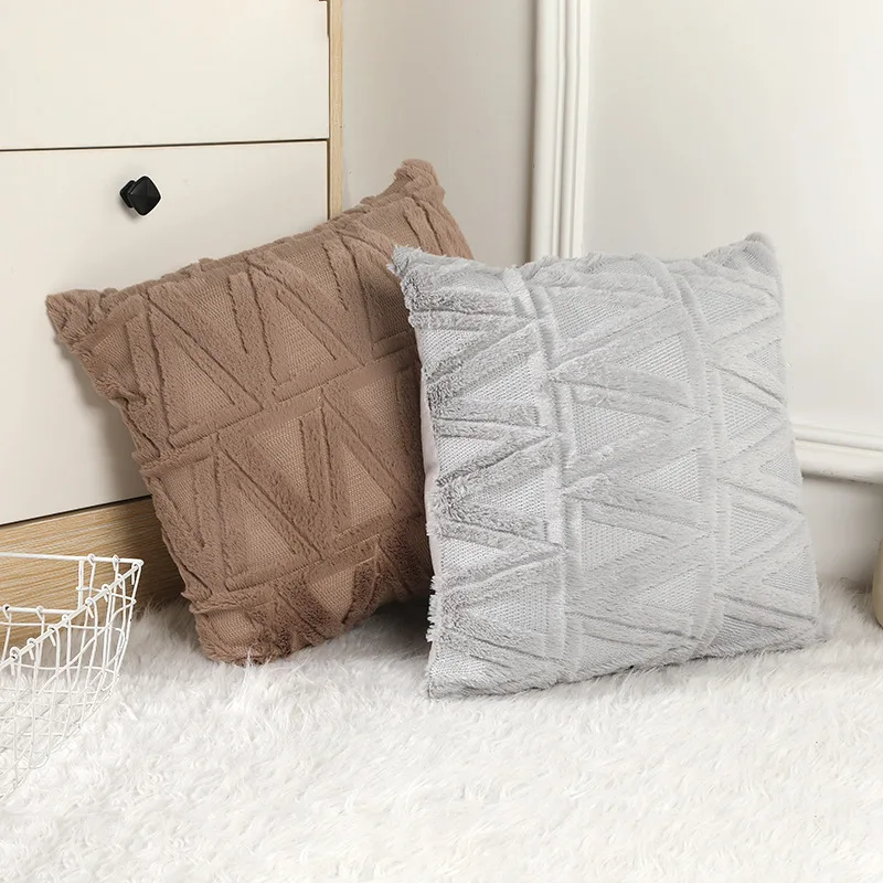 

Soft Plush Cushion Covers Faux Wool Embroidered Cushion Cover Decorative Nordic Style Throw Pillow Case Home Decor Decoration