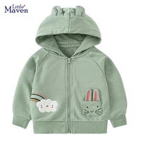 little maven 2022 baby girls casual clothes autumn lovely jacket coat green children hoodie comfort for kids 2 7 year