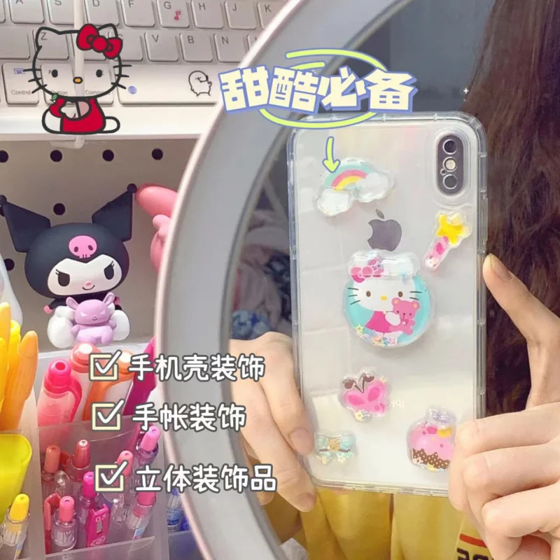 

Sanrios 3D Bubble Sticker Kawaii Anime Hellokitty Kuromi Handbook Crystal Sticker Phone Refrigerator Decor Stickers Child Gift
