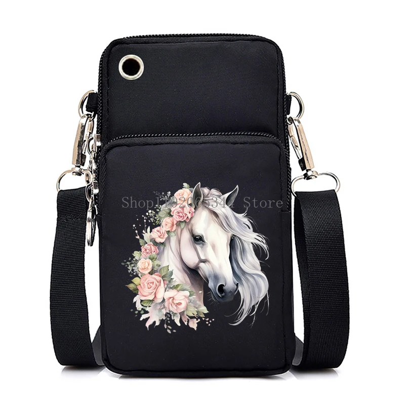 2024 маленькие сумки через плечо на молнии женские акварельные с принтом лошади