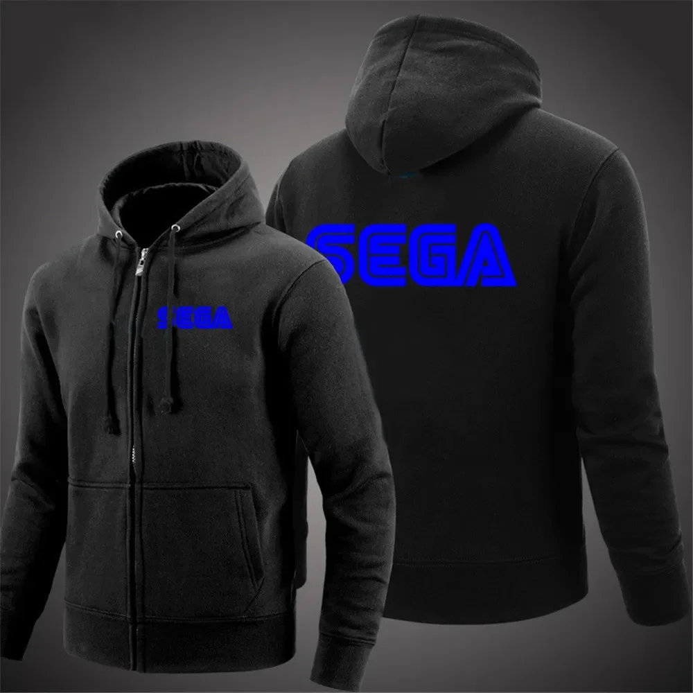 

Новая мужская куртка Sega с принтом логотипа, толстовки на молнии, Высококачественная удобная однотонная верхняя одежда, спортивный костюм, мужское официальное пальто с капюшоном