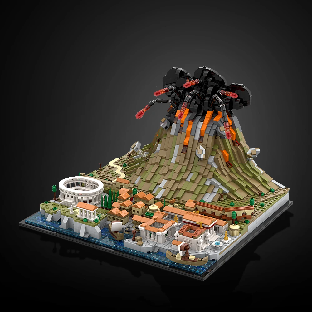 Конструктор Moc Vesuvius и Помпея Детский конструктор вулканические модули город для