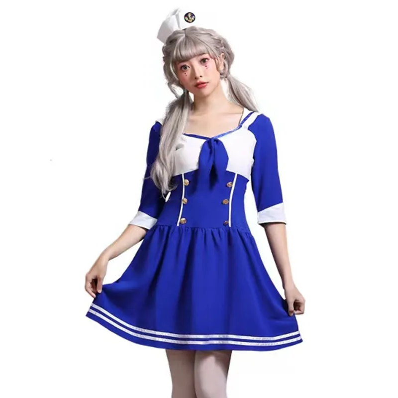 

Japanese Style Women Halloween Sailor Costumes Female Navy Uniforms Cosplay Carnival Purim Nightclub Bar Role Play Party Dress