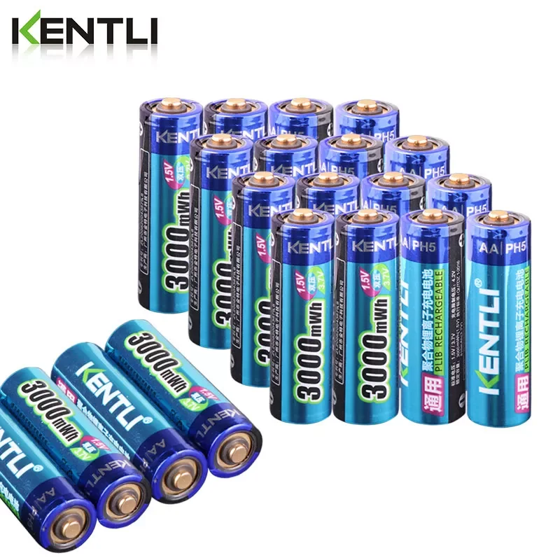 

KENTLI High Capacity free shipping lithium ion batteries 3000mWh 1.5V lithium polymer battery rechargeable AA battery