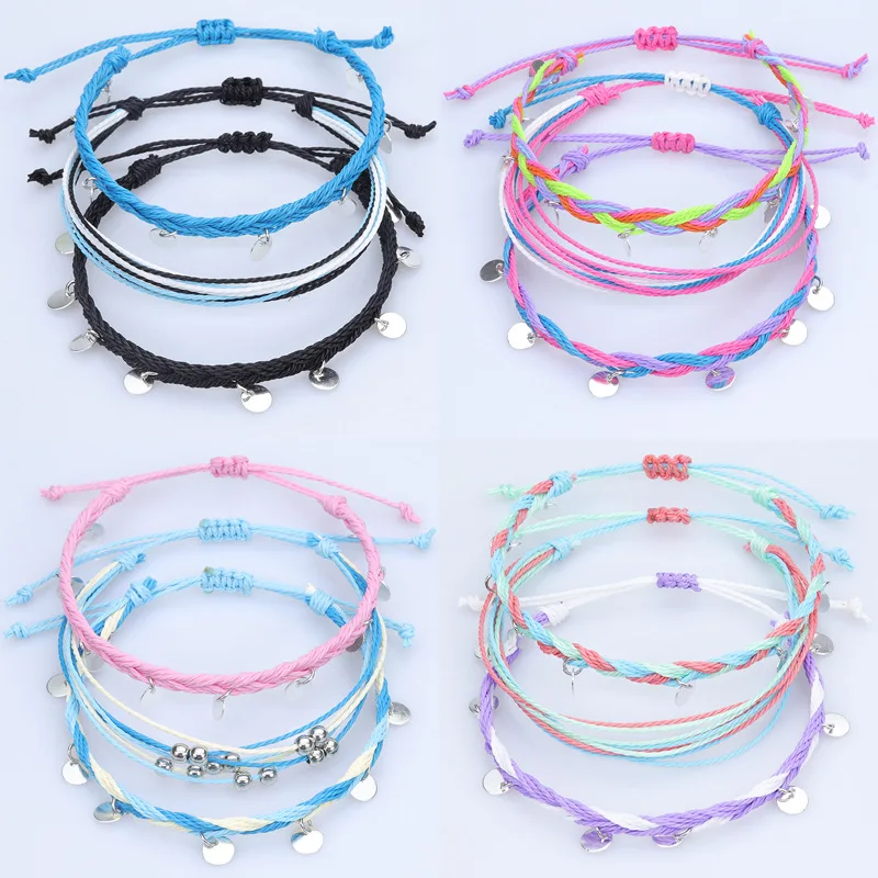 

Summer String Ankle Bracelets Rope Anklets Braided Beach Boho Coin Anklets Cute Friendship Foot Jewelry gift for Women Teen Girl