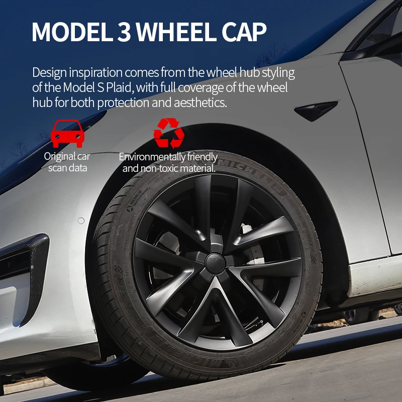 

4PCS Hub Cap For Tesla model 3 2023 18Inch Wheel Cap Automobile Performance Replacemen Wheel Hubcap Full Rim Cover Accessories