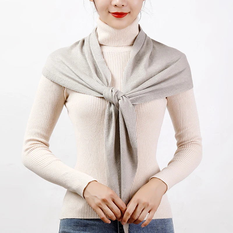 

Women Wool Knitted Shawl 4 Season Warm Neck Shoulder Protect Scarf Wraps Korea Fashion Fake Collar Multifunctional Scarves