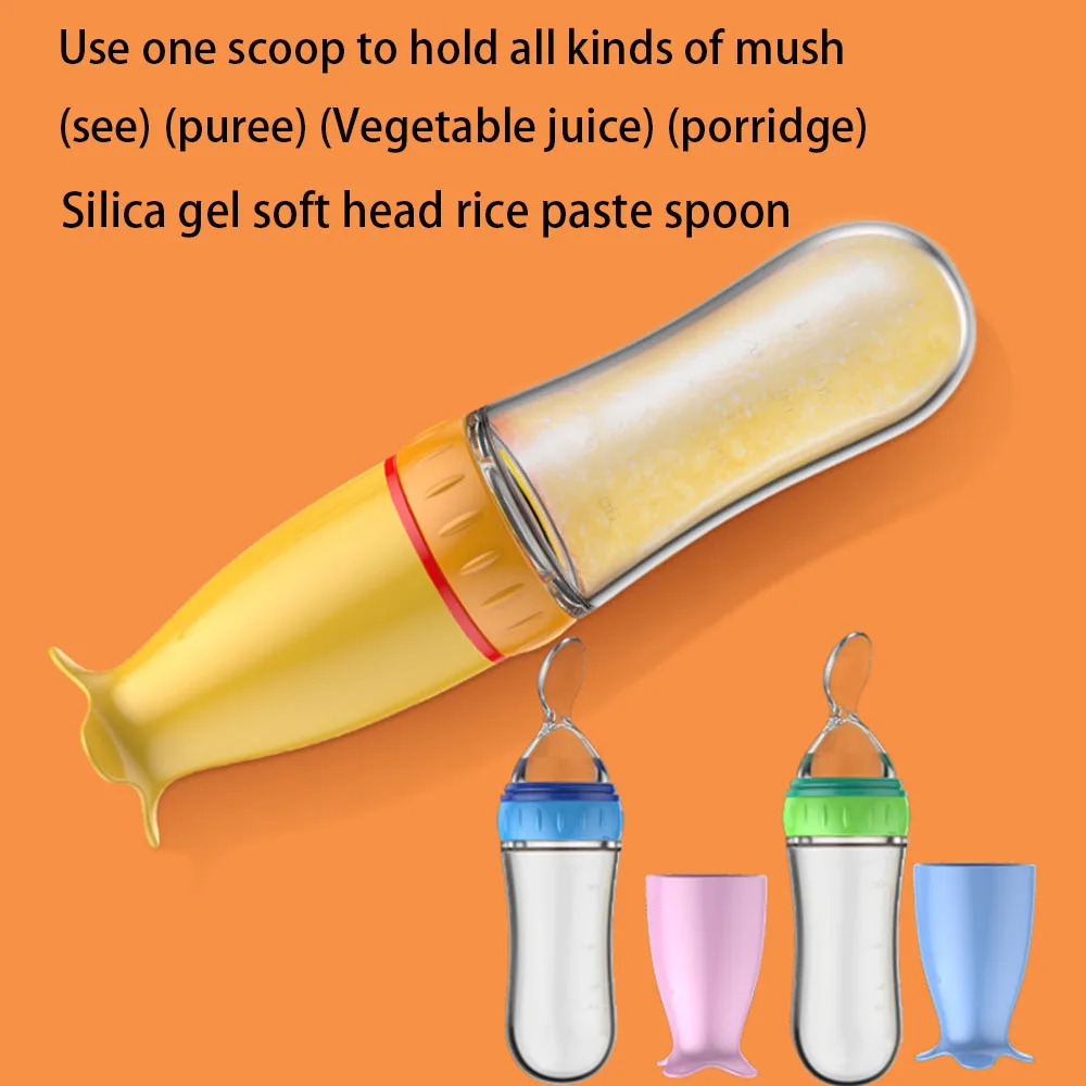 Baby Spoon Bottle Feeder Feeding Medicine Spoons Kids Toddler Cutlery Squeeze Feeder Utensils Silicone Newborn Accessories