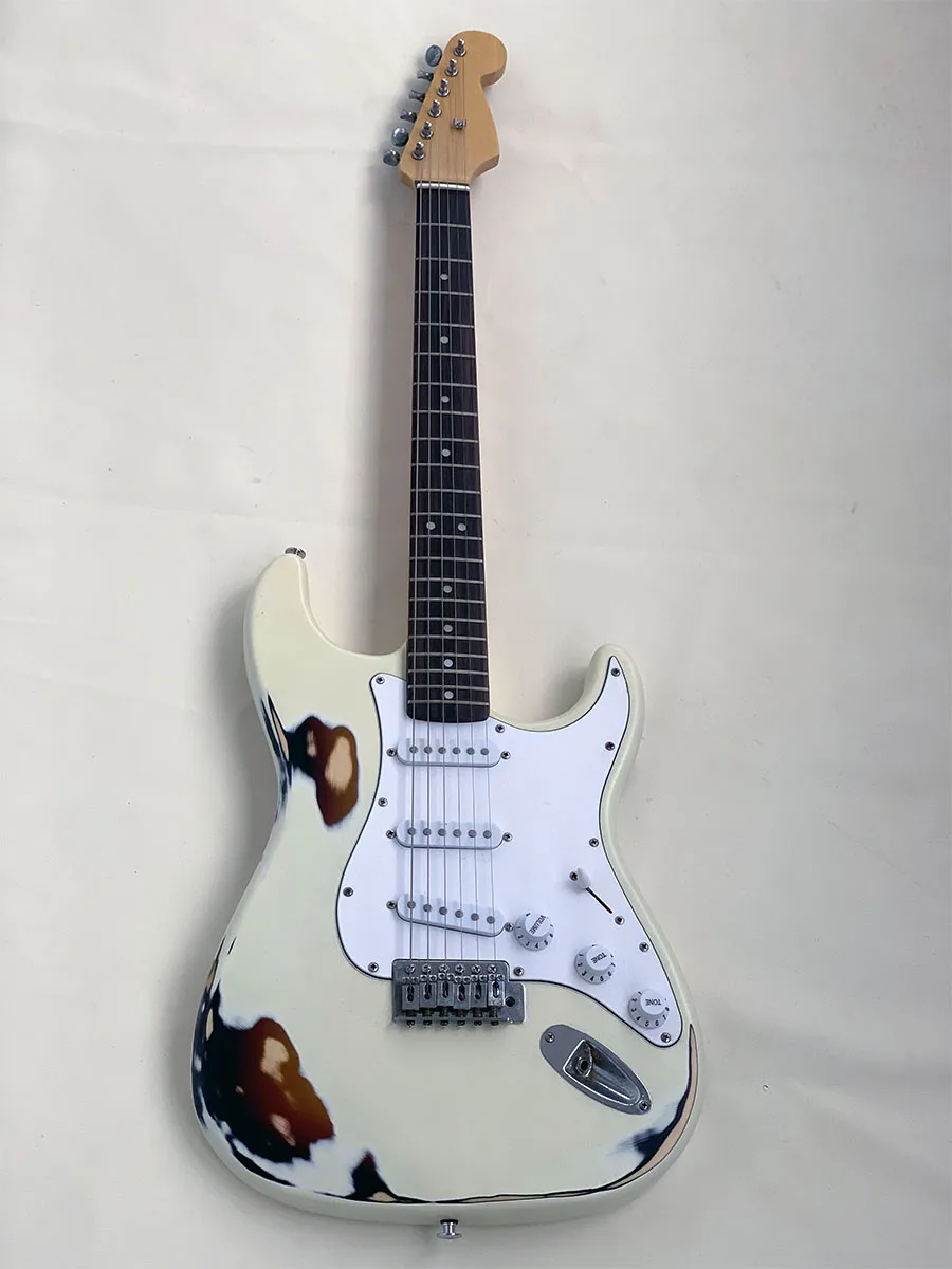 Электрическая гитара ST для пожилых/релевых, 6 струн, кленовый шейный Альдер, винтажный крем, тремоло мост