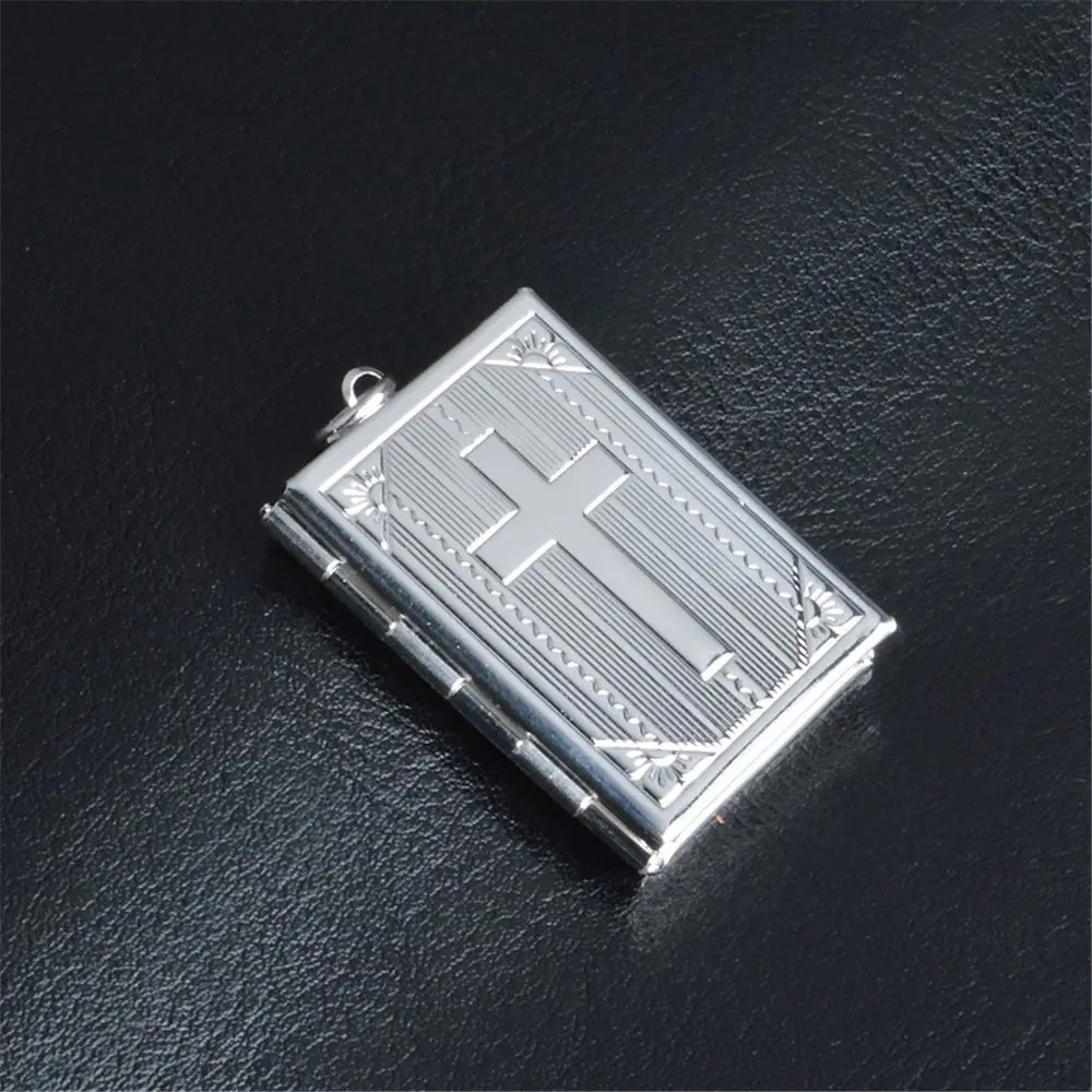Модный медальон с крестом коробка для Библии рамка женщин кулон ожерелье цепочки