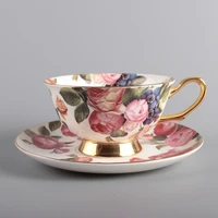 european coffee cups and saucers english pastoral fashion afternoon tea high bone china ceramic cups red teacups