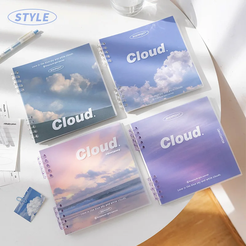 30 Sheet Ins Korea Notebook Natural View Cloudy Sunset Journal 10 Ring Loose-leaf Transparent Frost Cover Scrapbook Notebook