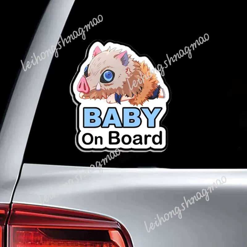 Фото Demon Killer Baby Nezuko на лодке, супер милая наклейка на автомобиль, детский знак замедления безопасности №5