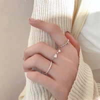 new bright zircon geometry rings wave arrow simple adjustable size rings for women girl jewelry
