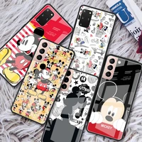 tempered glass case for samsung galaxy s22 ultra s21 plus s20 fe s10 s9 s8 s10e note 20 10 lite 9 phone cover anime mickey mouse