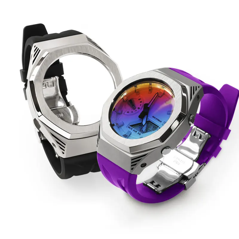 Для Casio Ga2100 Ga 2110 металлические часы с черной пантерой чехол Refit Mod Kit GA-2100 браслет из нержавеющей стали CasiOak аксессуары
