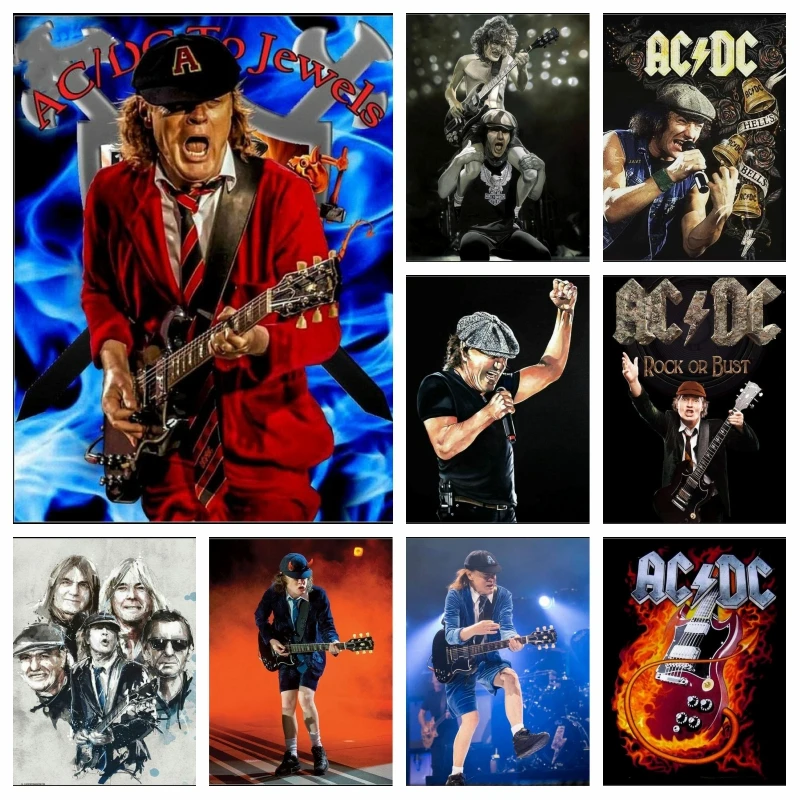 AC/DC Rock Band Art Full Diamond Painting Accessories Music Star Brian Johnson Cross Stitch Embroidery Picture Mosaic Home Decor